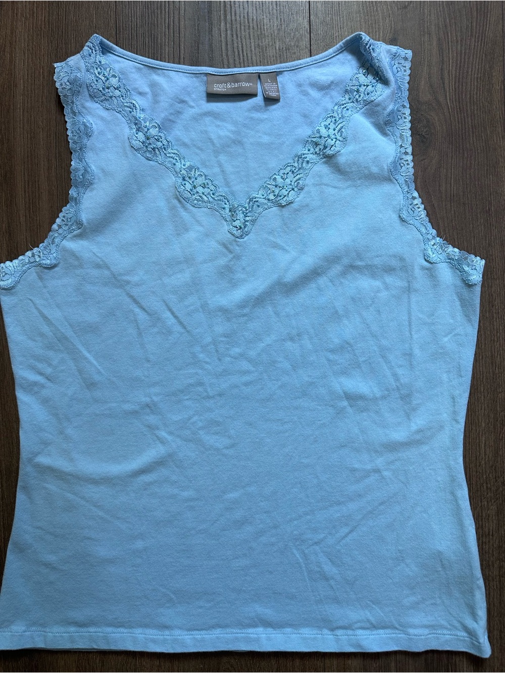 croft & barrow Powder Blue Lace-Trim Tank